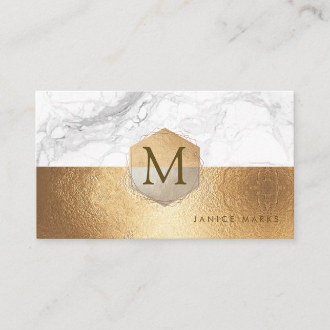 CARTE DE VISITE PIXDEZINES MARBLE FAUX GOLD+HONEYCOMB (Devant)