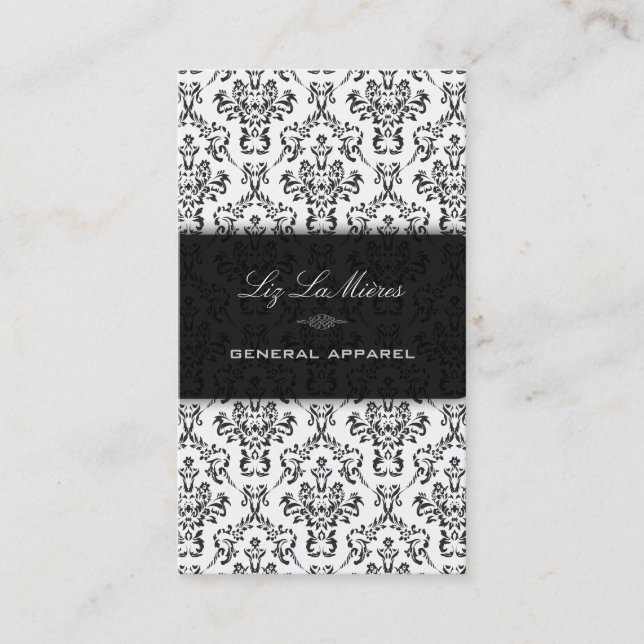 Carte De Visite PixDezines noir+blanc Arianna Vintage Damask (Devant)