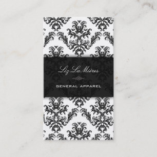 Carte De Visite PixDezines noir+blanc Céleste Vintage Damask