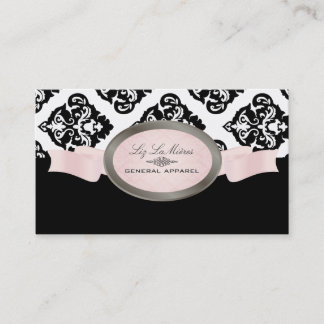 Carte De Visite PixDezines noir, rose, blanc Olivia Damask