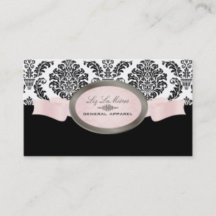 Carte De Visite PixDezines noir, rose, blanc Rossette Damask