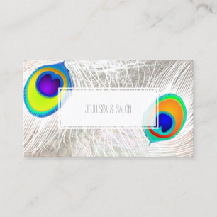Carte De Visite PixDezines paon plumes/faux argent