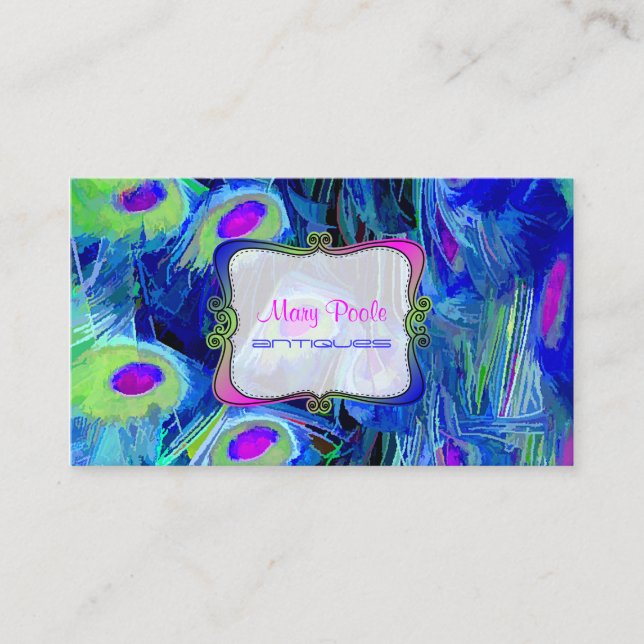 Carte De Visite PixDezines peintes paon/cobalt+émeraude (Devant)