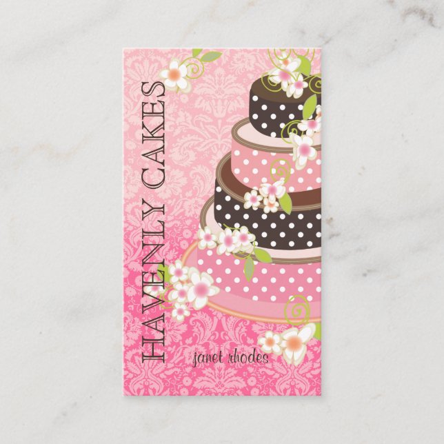 Carte De Visite PixDezines Pink + Chocolate Cake/Bakery/pâtisserie (Devant)
