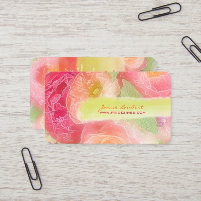 Carte De Visite PixDezines pivoines bouquets/do-it-yourself arrièr (Devant/Arrière en situation)
