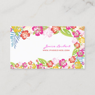 Carte De Visite PixDezines rétro gras fleurs tropicales/or en stoc