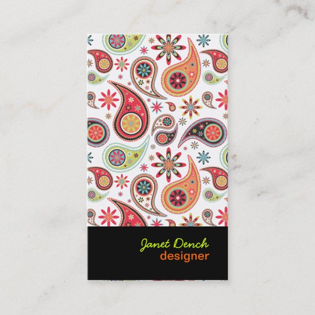 Carte De Visite PixDezines Retro Paisley (Devant)