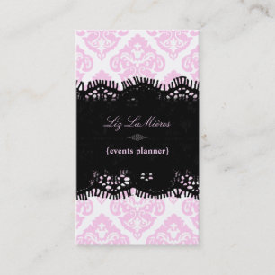Carte De Visite PixDezines rose+blanc Olivia Damask/do-it-yourself