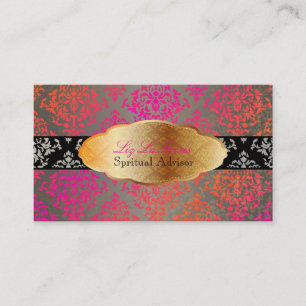 Carte De Visite PixDezines rose + orange Josephine Damask / couleu