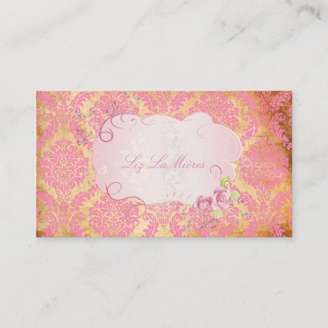 Carte De Visite PixDezines Rosette damas/faux parchemin (Devant)