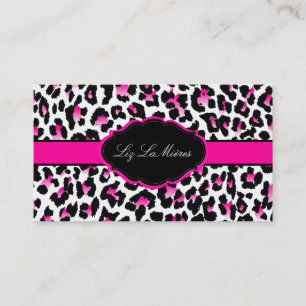 Carte De Visite PixDezines Sassy, papier cheetah/rose chaud+noir