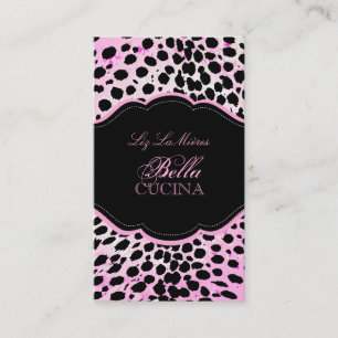 Carte De Visite PixDezines Sassy, papier guépard/rose+noir