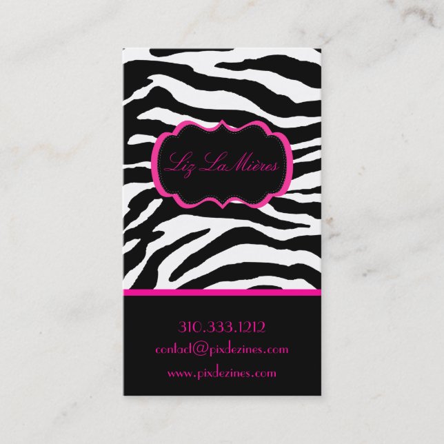 Carte De Visite PixDezines Sassy zebra print/rose chaud+noir (Devant)