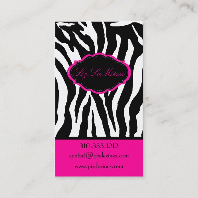 Carte De Visite PixDezines Sassy zebra print/rose chaud+noir (Devant)
