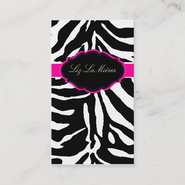 Carte De Visite PixDezines Sassy zebra print/rose chaud+noir (Devant)