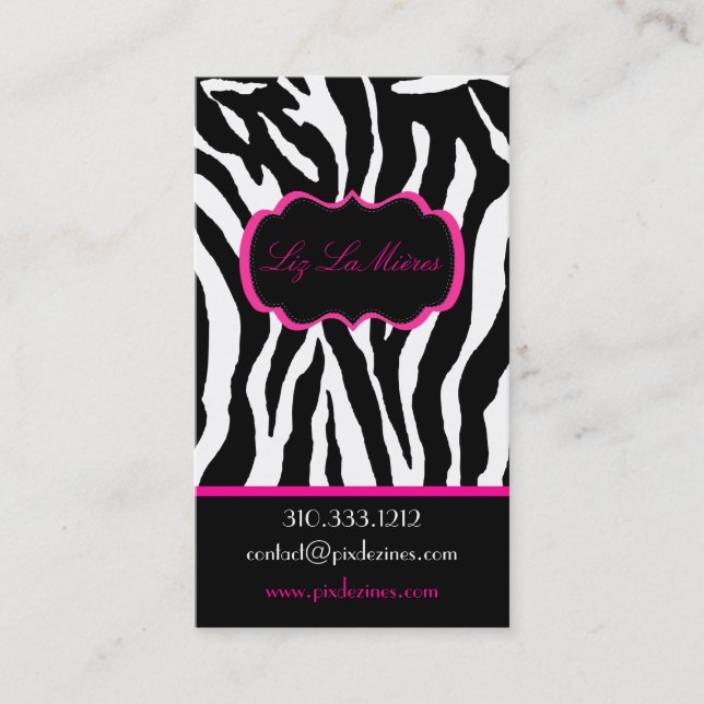 Carte De Visite PixDezines Sassy zebra print/rose chaud+noir (Devant)