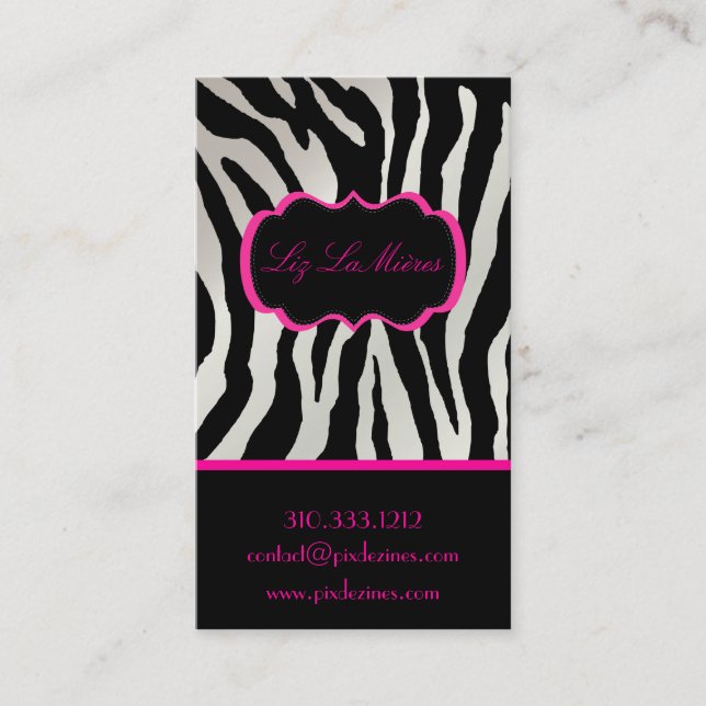 Carte De Visite PixDezines Sassy zebra print/rose chaud+noir (Devant)