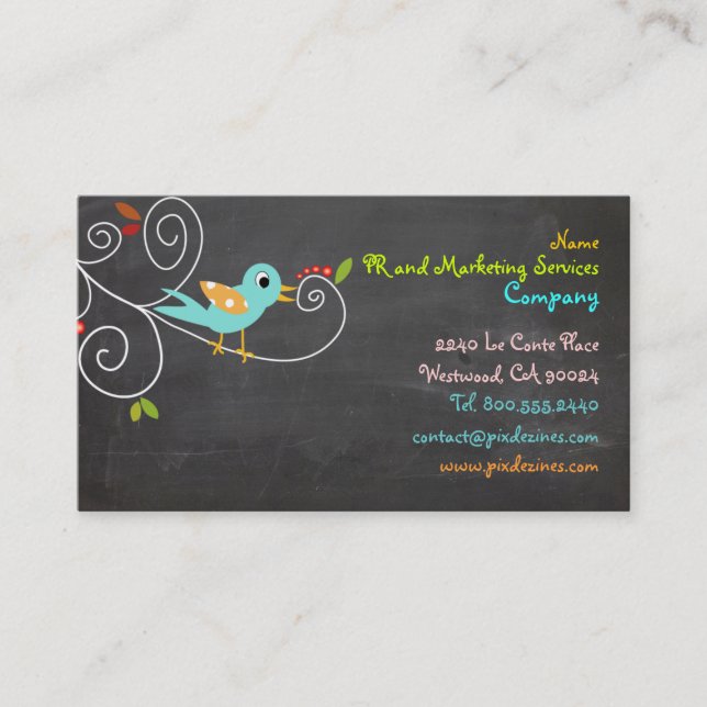 Carte De Visite PixDezines SEO/bleu oiseau/do-it-yourself couleur  (Devant)