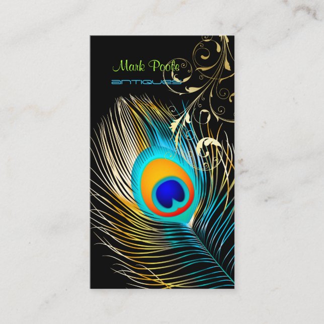 Carte De Visite PixDezines Tourbillons Peacock+filigree/arrière -  (Devant)