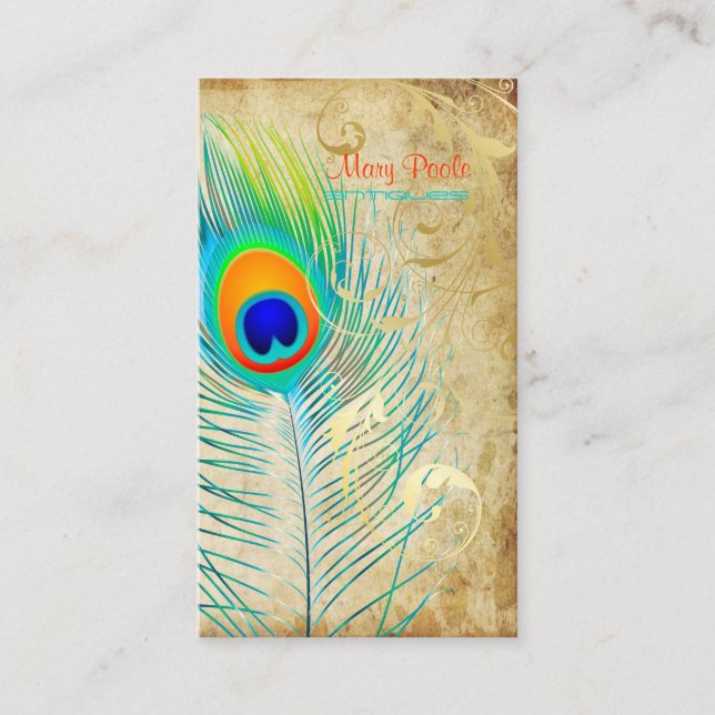 Carte De Visite PixDezines tourbillons vintages paon+filigree (Devant)