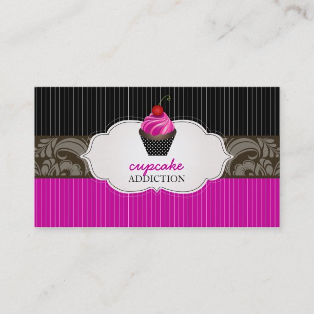 Carte De Visite PixDezines tourneberges fraises cupcake+pinstripes (Devant)