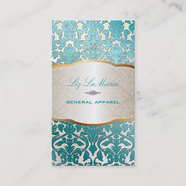 Carte De Visite PixDezines turquoise damas de la flore/arrière - p (Devant)