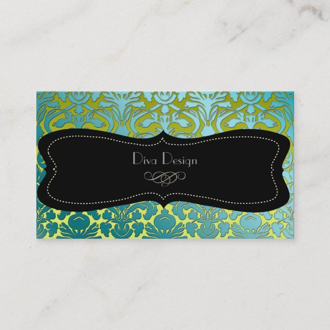 Carte De Visite PixDezines turquoise damas de la flore/arrière - p (Devant)
