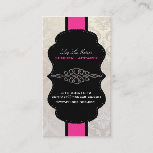 Carte De Visite PixDezines Vendome Damask, Stock Pearl (Devant)