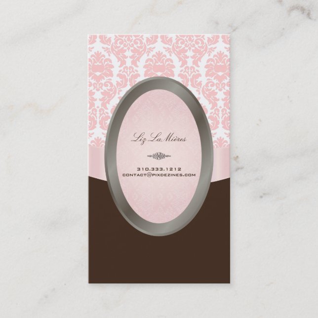 Carte De Visite PixDezines versailles damask/rose+chocolat (Devant)
