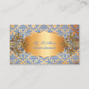 Carte De Visite PixDezines Vintage bleu céline damask
