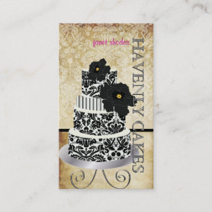 Carte De Visite PixDezines Vintage Gâteau noir damassé/pâtisserie