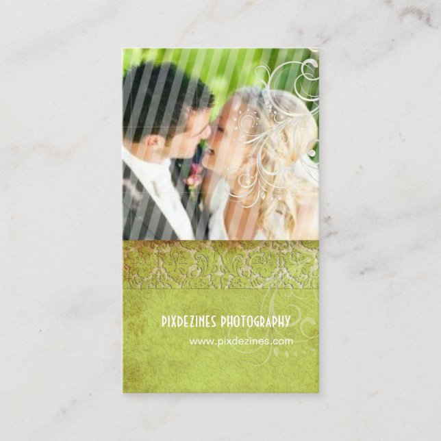 Carte De Visite PixDezines Vintage Grunge Damask / Green (Devant)