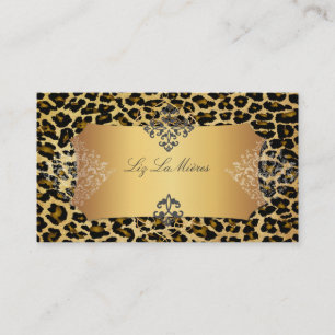 Carte De Visite PixDezines Vintage leopard+damask