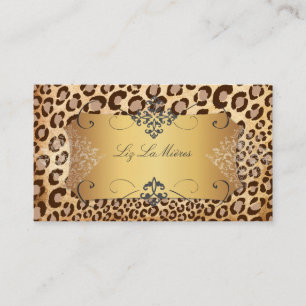Carte De Visite PixDezines VINTAGE LEOPARD+LACE DAMASK
