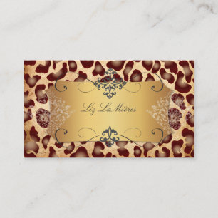Carte De Visite PixDezines VINTAGE LEOPARD+LACE DAMASK