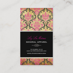 Carte De Visite PixDezines Vintage Rossi Damask/noir+rose