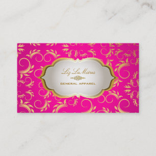 Carte De Visite PixDezines vintage versailles damask/hot rose/or