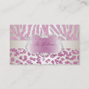 Carte De Visite PixDezines zèbre rose/léopard/champagne