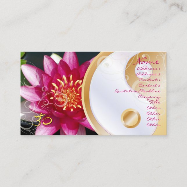 Carte De Visite PixDezinesFuschia lotus + tourbillons de nacre + y (Devant)