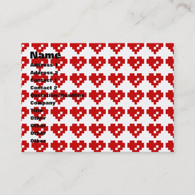 Carte De Visite Pixel Coeur 8 bits Amour (Devant)