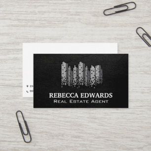 Carte De Visite Pixels Skyline Ville   Immobilier