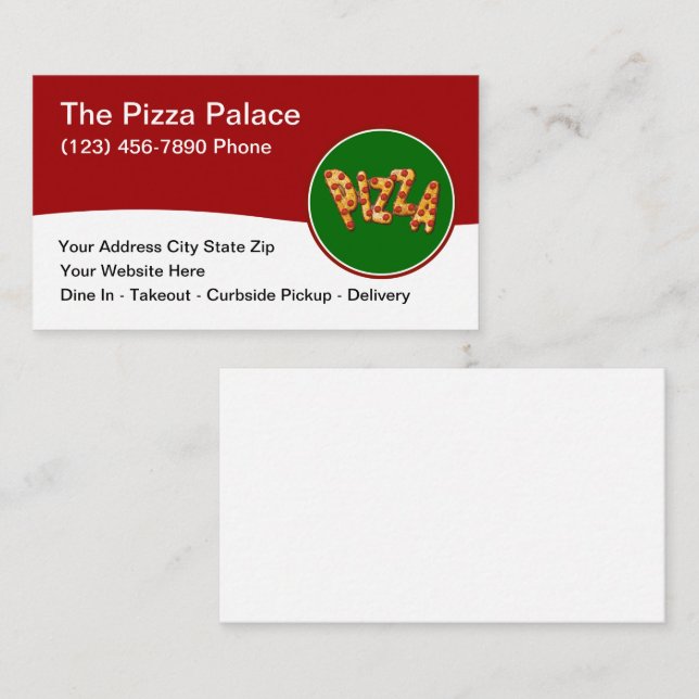 Carte De Visite Pizza Cuisine italienne Restaurant Moderne (Devant / Derrière)