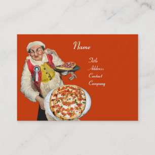 Carte De Visite PIZZA PARTY ITALIEN CUISINE, PIZZERIA, orange noir