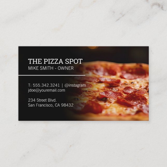 Carte De Visite Pizza Pepperoni | Restaurant (Devant)
