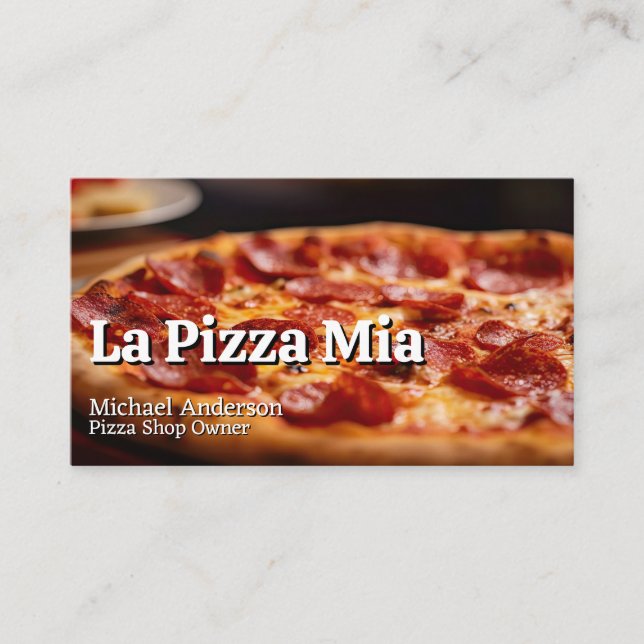 Carte De Visite Pizza Pie avec Pepperoni et Fromage (Devant)