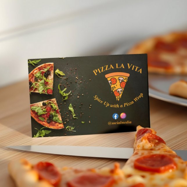 Carte De Visite Pizza Restaurant Business | Petite tranche minimal (Créateur téléchargé)