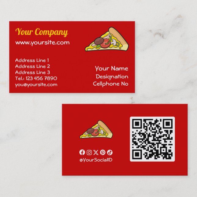 Carte De Visite Pizza slice (Devant / Derrière)