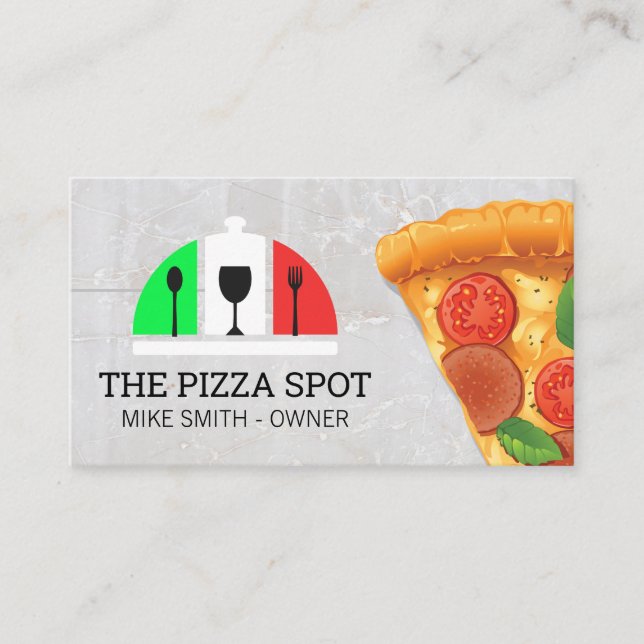 Carte De Visite Pizza Slice | Logo du restaurant italien (Devant)