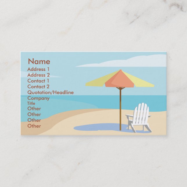 Carte De Visite Plage - affaires (Devant)