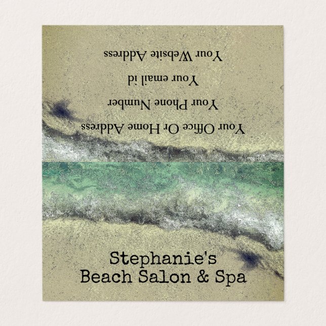 Carte De Visite Plage artistique Vagues Ocean Coastal Salon Spa (Extérieur déplié)